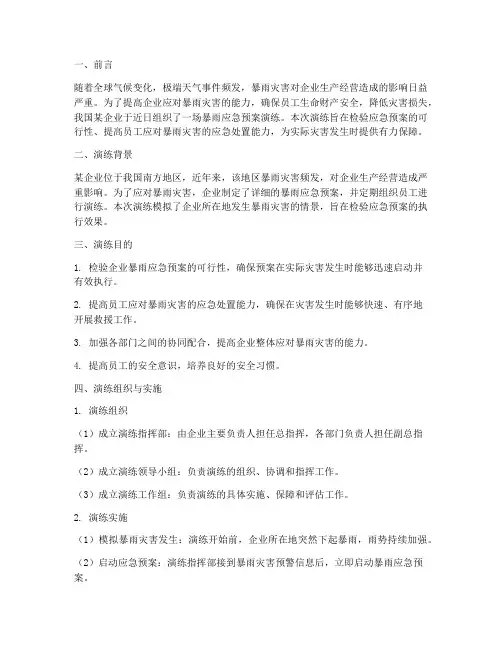 企业遭遇暴雨应急预案演练