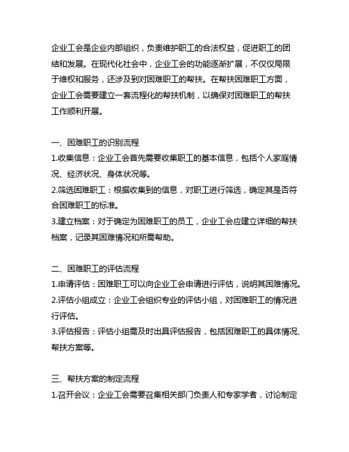 企业工会对困难职工的帮扶流程