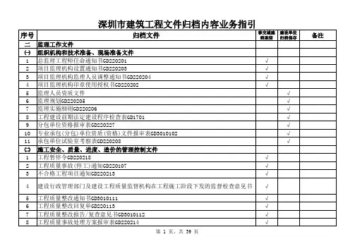 深圳工程文件归档指引
