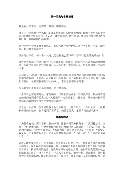那一天我与幸福相遇初中作文