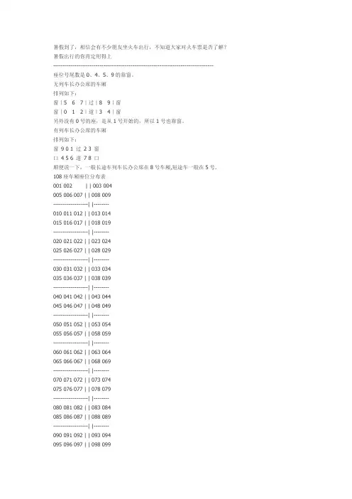 火车票座位分布