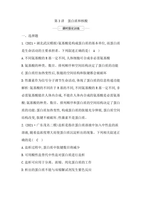 高中生物新教材---蛋白质和核酸
