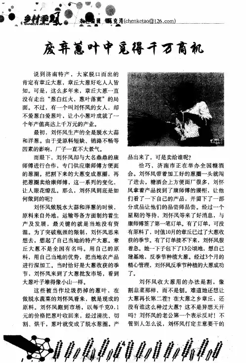 废弃葱叶中觅得千万商机