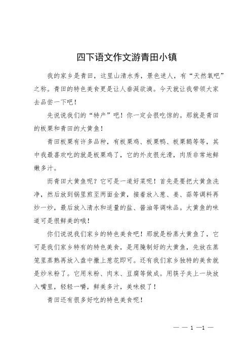 四下语文作文游青田小镇