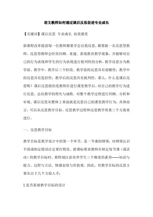 语文教师如何通过课后反思促进专业成长