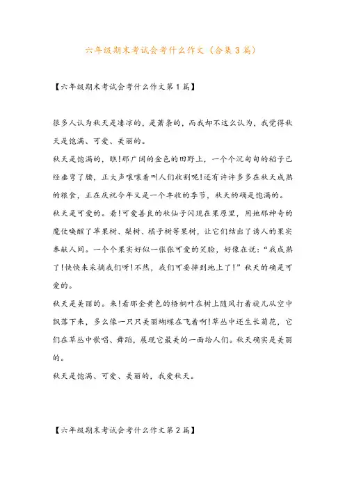 六年级期末考试会考什么作文(合集3篇)