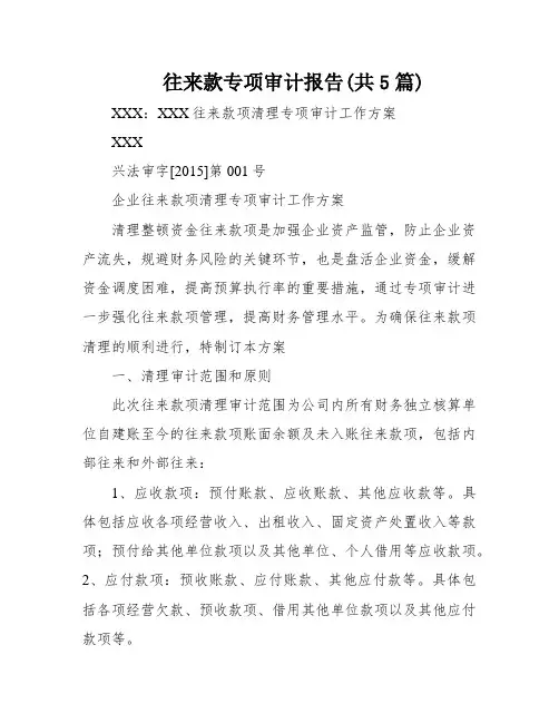 往来款专项审计报告(共5篇)