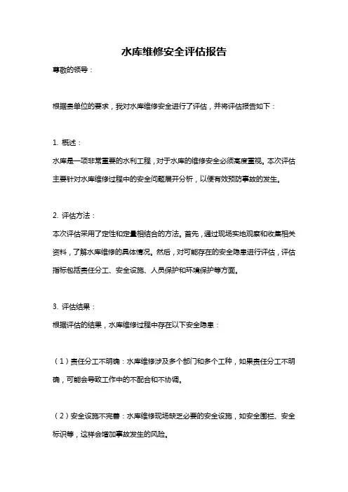水库维修安全评估报告