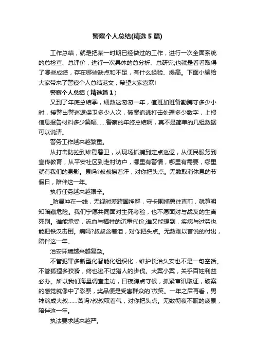 警察个人总结（精选5篇）