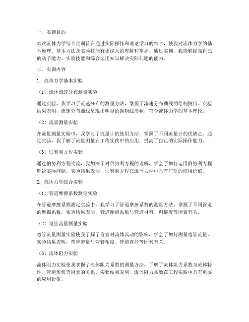 流体力学综合实训报告总结