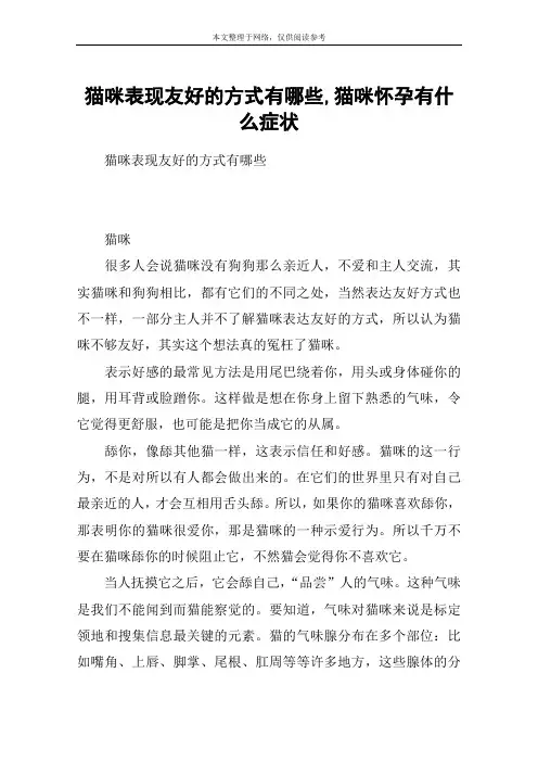猫咪表现友好的方式有哪些,猫咪怀孕有什么症状