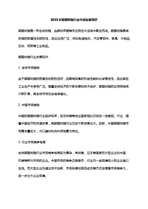 2023年脲醛树脂行业市场发展现状