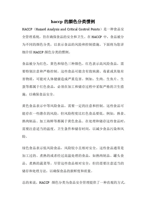 haccp的颜色分类惯例