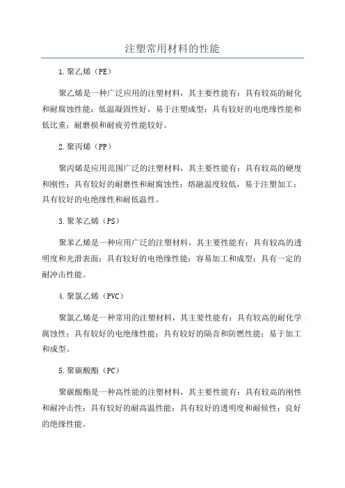 注塑常用材料的性能