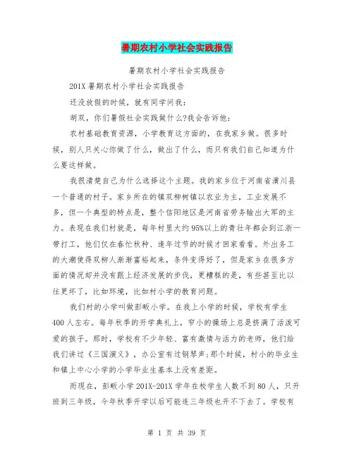 暑期农村小学社会实践报告(最新篇)