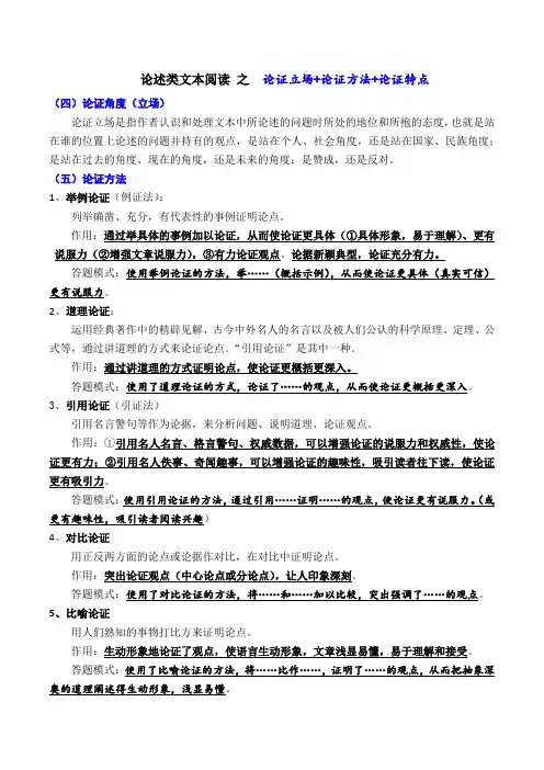 论述类文本阅读7——论证方法+论证特点+论证角度(知识讲解)-高中语文论述类文本阅读