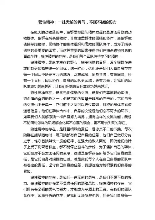 狼性精神：一往无前的勇气，不屈不挠的毅力