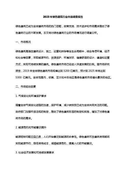 2023年绿色建筑行业市场调查报告