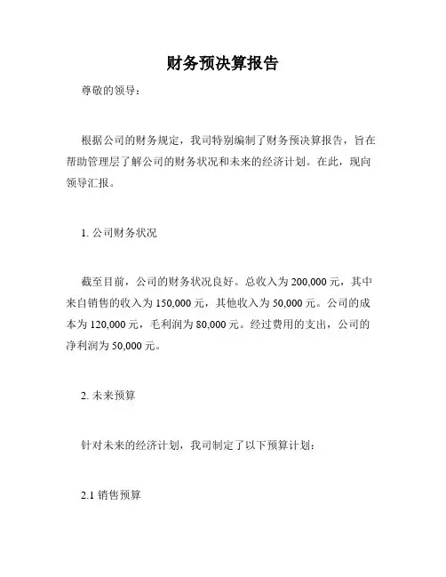 财务预决算报告