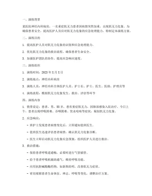肌无力危象的应急预案演练