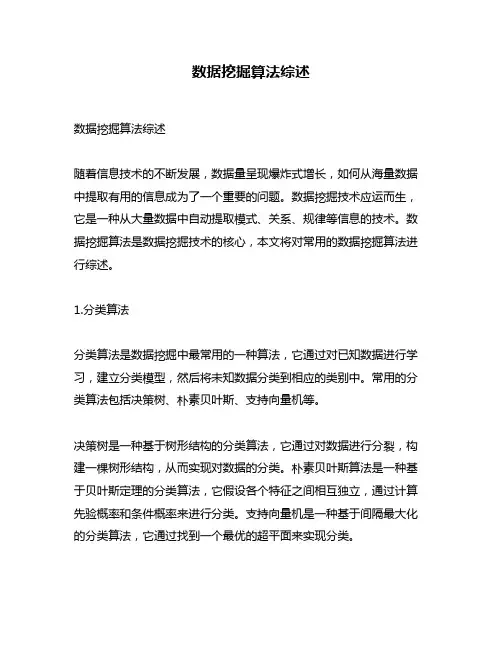 数据挖掘算法综述