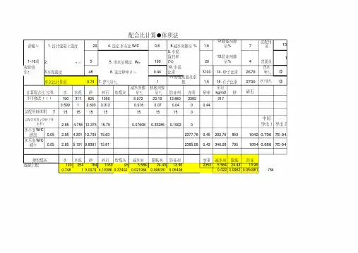 混凝土配合比计算体积法