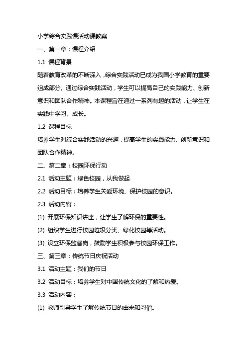 小学综合实践课活动课教案