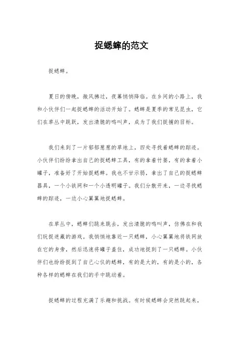 捉蟋蟀的范文