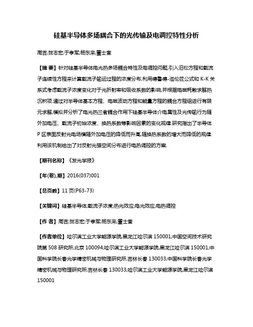 硅基半导体多场耦合下的光传输及电调控特性分析