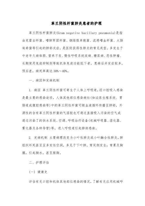 革兰阴性杆菌肺炎患者的护理