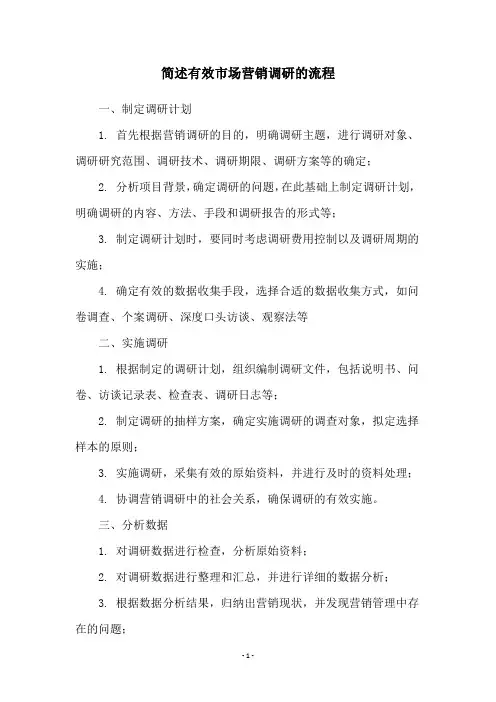简述有效市场营销调研的流程