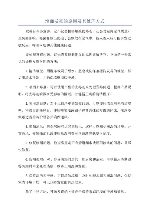 墙面发霉的原因及其处理方式