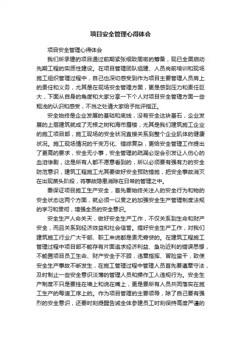 项目安全管理心得体会