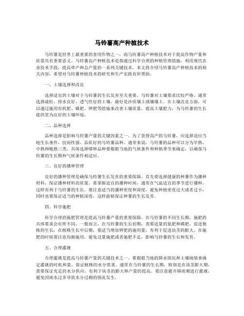 马铃薯高产种植技术