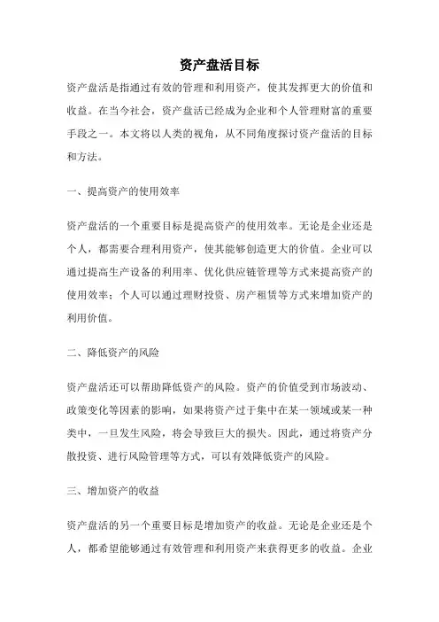 资产盘活目标