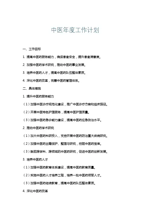 中医年度工作计划