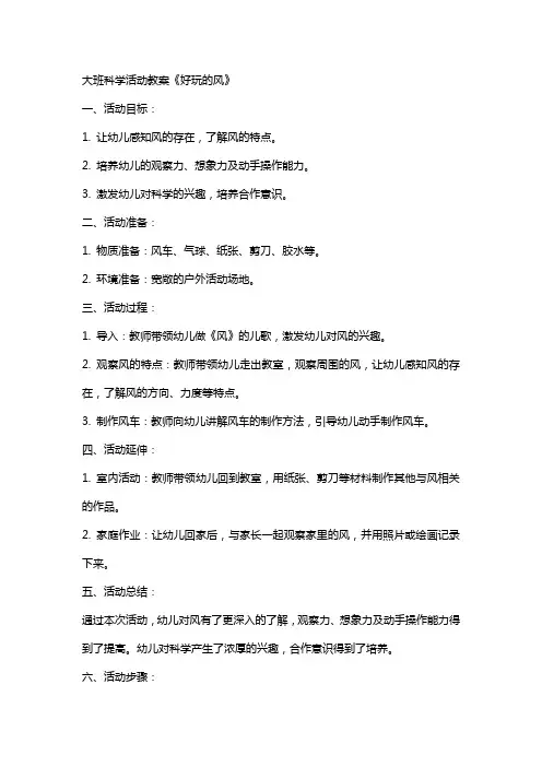 大班科学活动教案：《好玩的风》