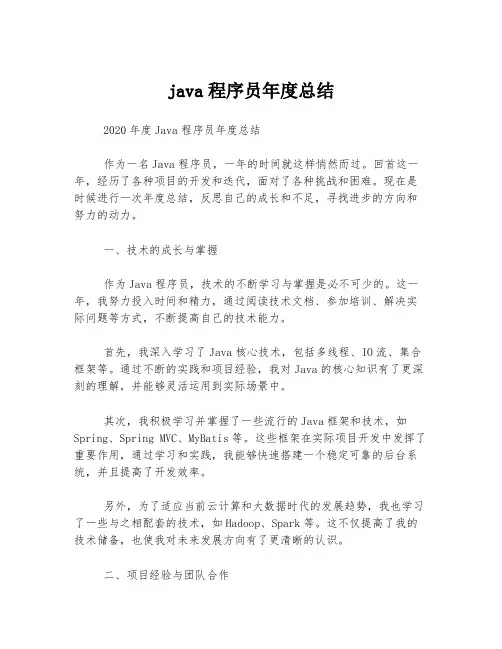 java程序员年度总结