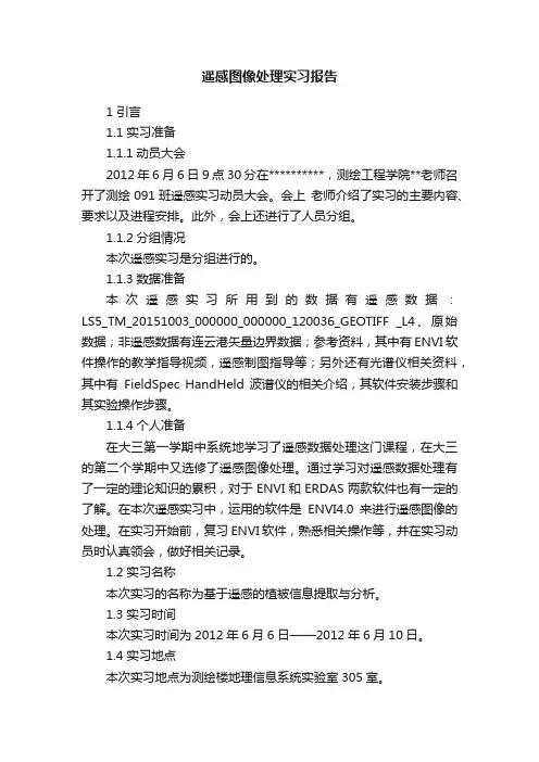 遥感图像处理实习报告