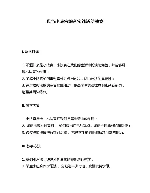 我当小法官综合实践活动教案