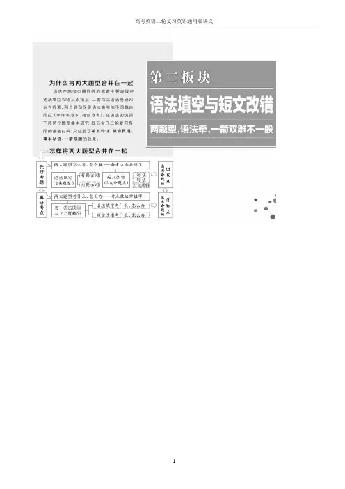 高考英语二轮复习英语通用版讲义：第三板块_no.1_先研考题_专题一_语法填空_word版含解析 