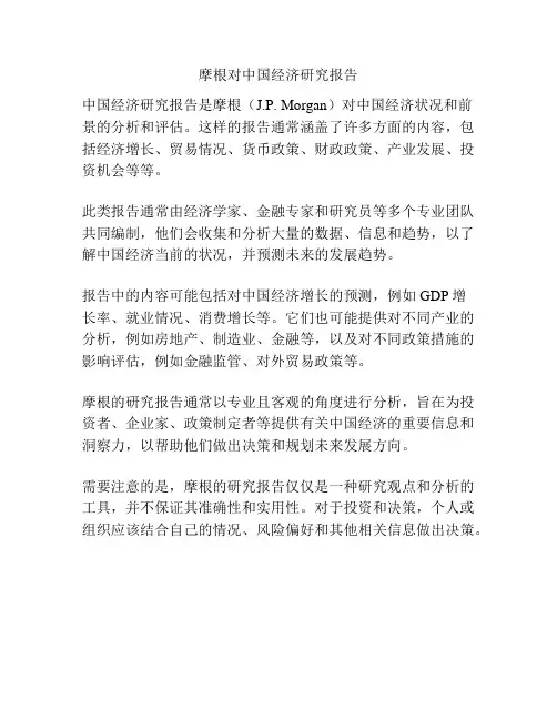 摩根对中国经济研究报告