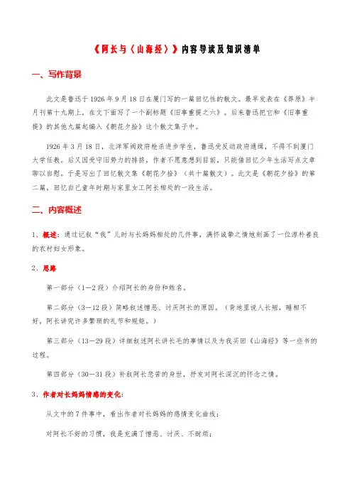 02《阿长与山海经》内容导读+知识清单+真题演练