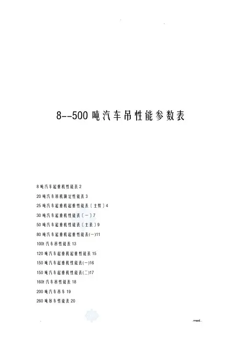 汽车吊性能参数表