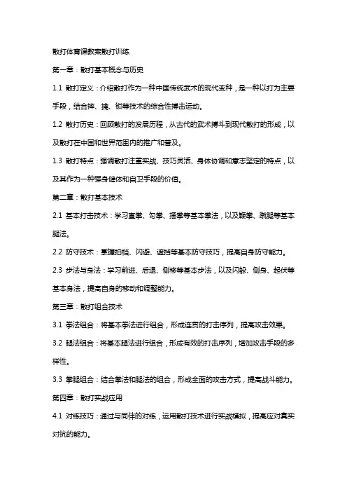 散打体育课教案散打训练