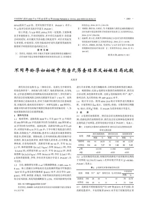 不同年龄孕妇妊娠中期唐氏筛查结果及妊娠结局比较