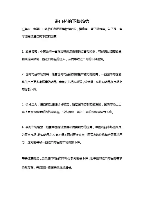 进口药的下降趋势