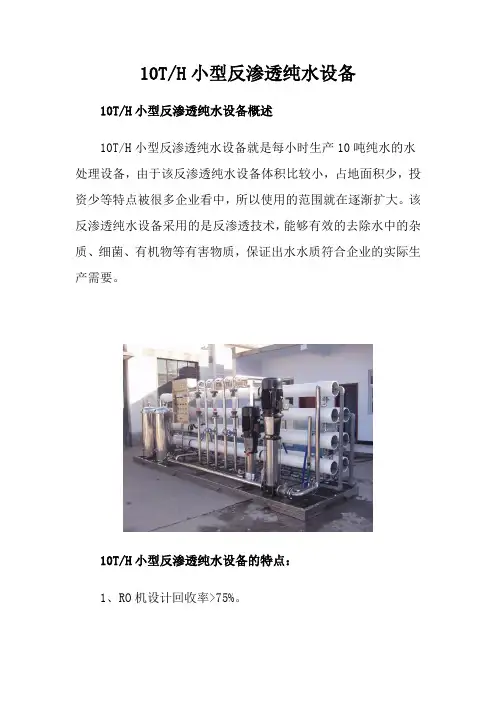 10TH小型反渗透纯水设备
