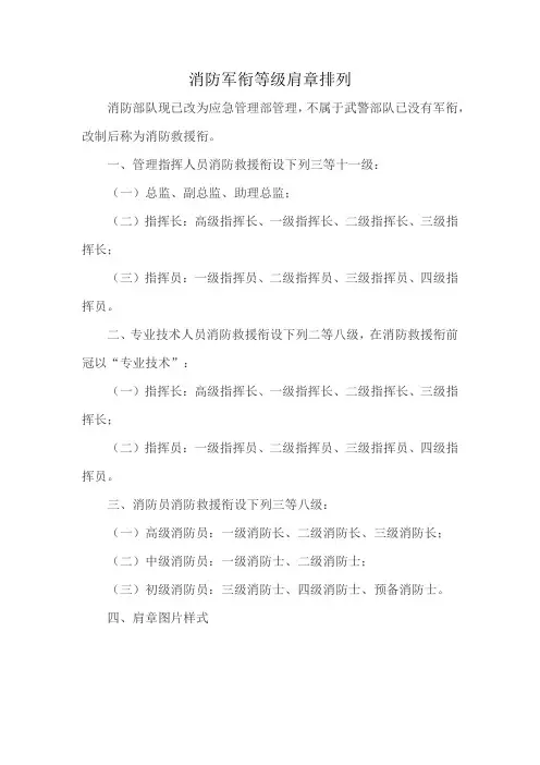 消防军衔等级肩章排列