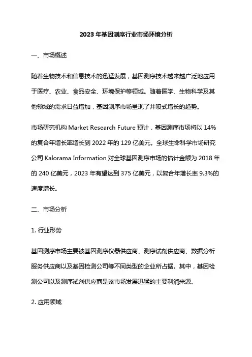 2023年基因测序行业市场环境分析